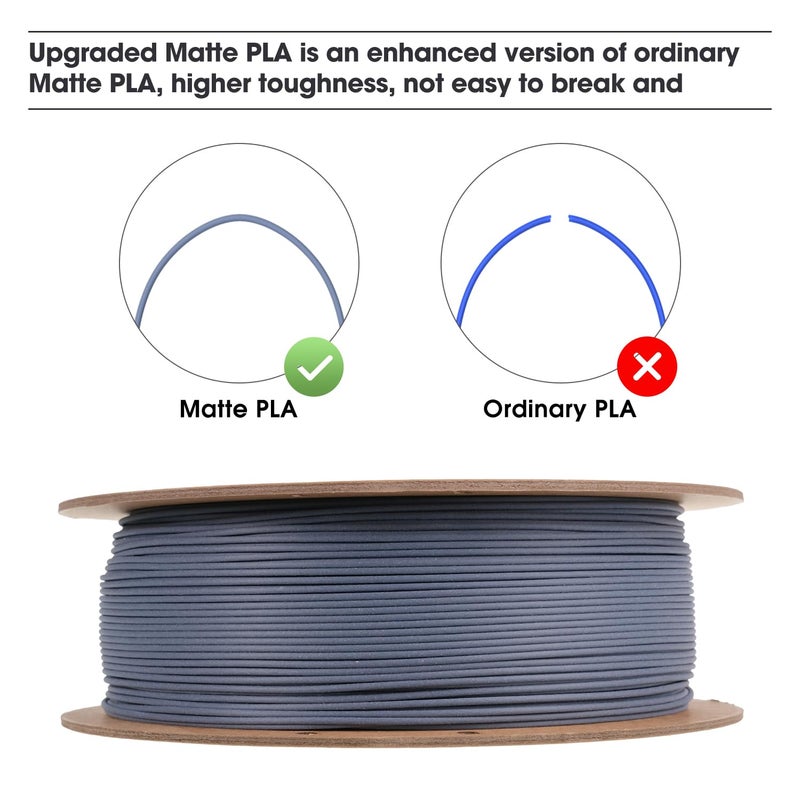 eSUN Upgraded Matte PLA Filament 1.75mm, Shine-Free Color, Frosted Texture, 1KG Spool (2.2 LBS) 3D Printing Filament for 3D Printers, Deep Grey - Image 4