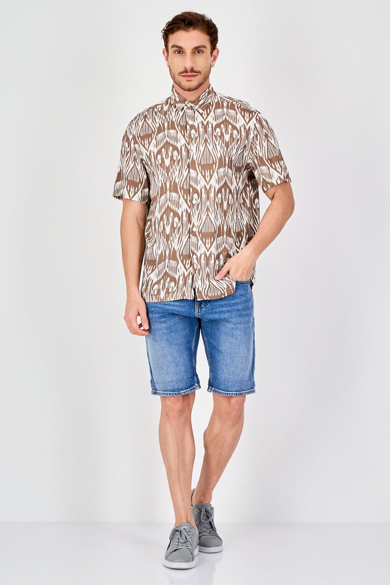 Celio Men Regular Fit Short Sleeve Allover Print Casual Shirt, Multicolor - Image 2
