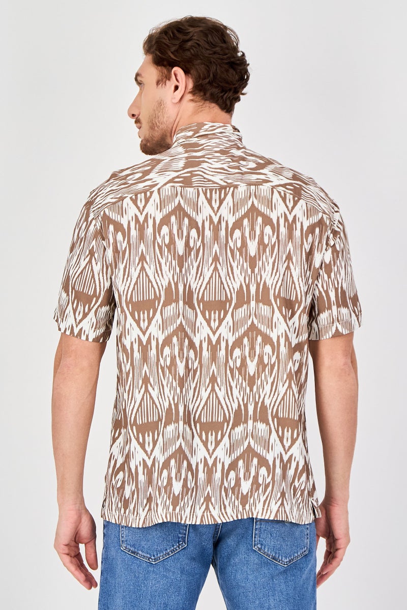 Celio Men Regular Fit Short Sleeve Allover Print Casual Shirt, Multicolor - Image 3