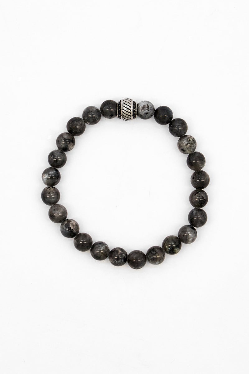 Steeltime Men Stainless Steel Simulated Diamond Beaded Bracelet, Grey - Image 3