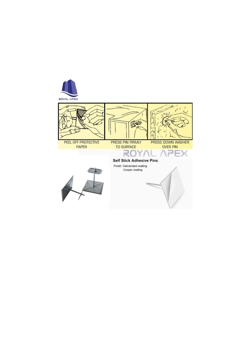 Self-Stuck Up Stick Stuck-up Adhesive Insulation Foam Pin with Lock Washer for Attaching Insulating Materials on Smooth Surfaces 2x2x2 Inch (Pack 25, 2x2x2.5 Inch) - Image 2