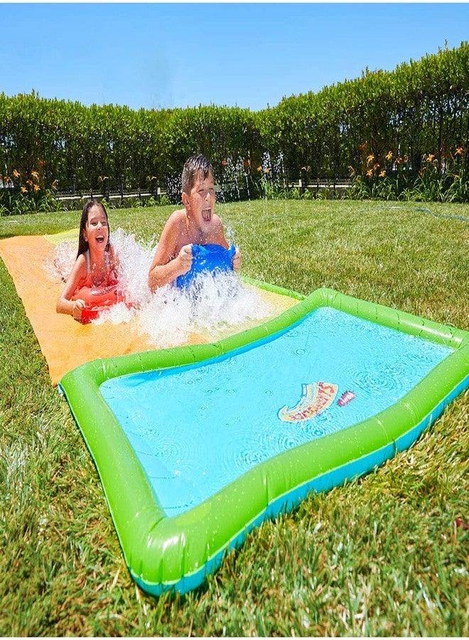 Wham-O Slip N Slide 18ft Double Lanes Water Slides with Splash Pool Area and 2 Bodyboards, Extra-Long Backyard Slides for Summer Outdoor Water Parties Activities - Image 2