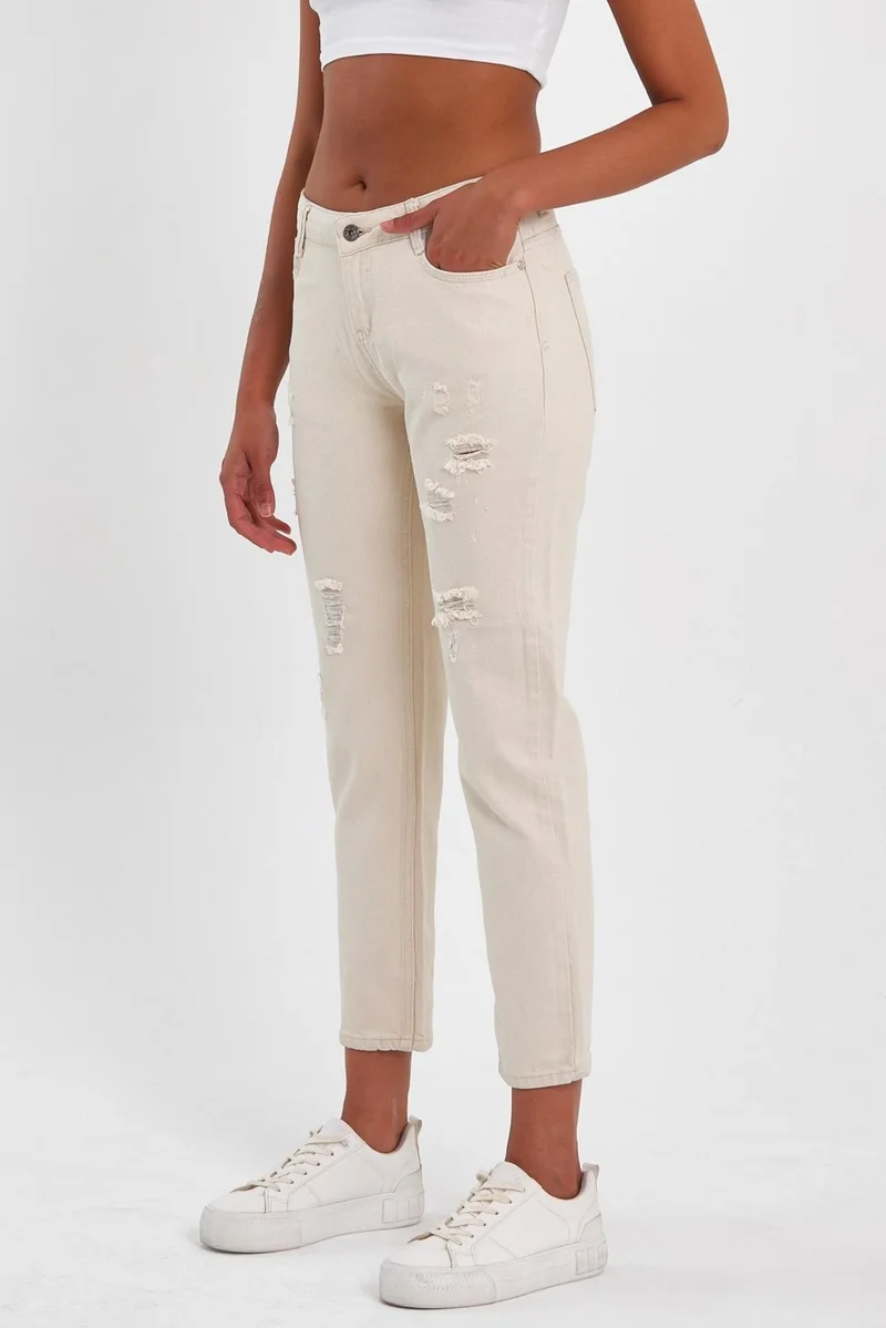 الكسندر جاردي Special Collection Ripped Detail Denim Trousers (AG-1051G)