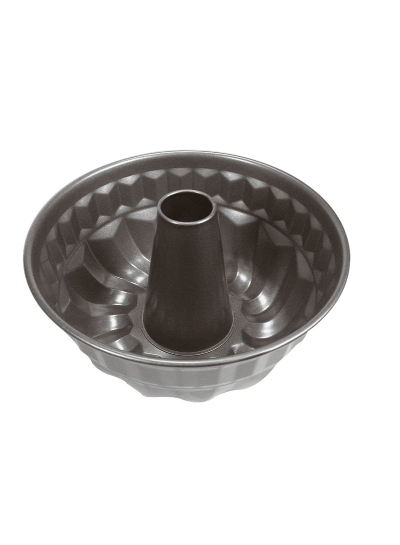 Paderno Dark Grey Steel, Gugelhupf Cake Mold 22cm Ø, 12cm H. Non-stick coating PFOA free. Heat resistant up to 230°C. Oven safe. Italy