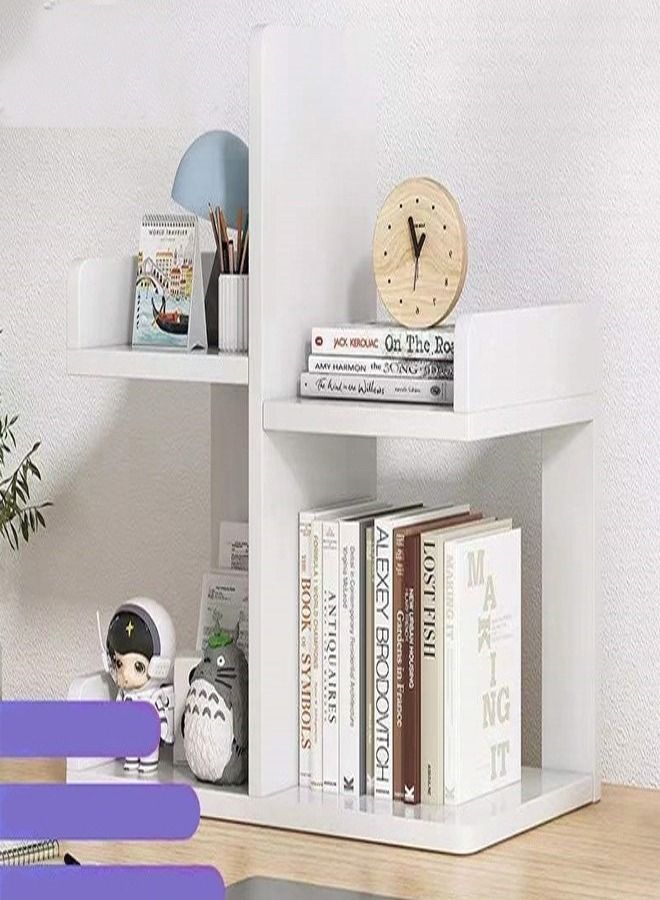 fashionhome منظم كتب صغير إبداعي لسطح المكتب باللون الأبيض 41 × 18 × 47 سم - Image 1