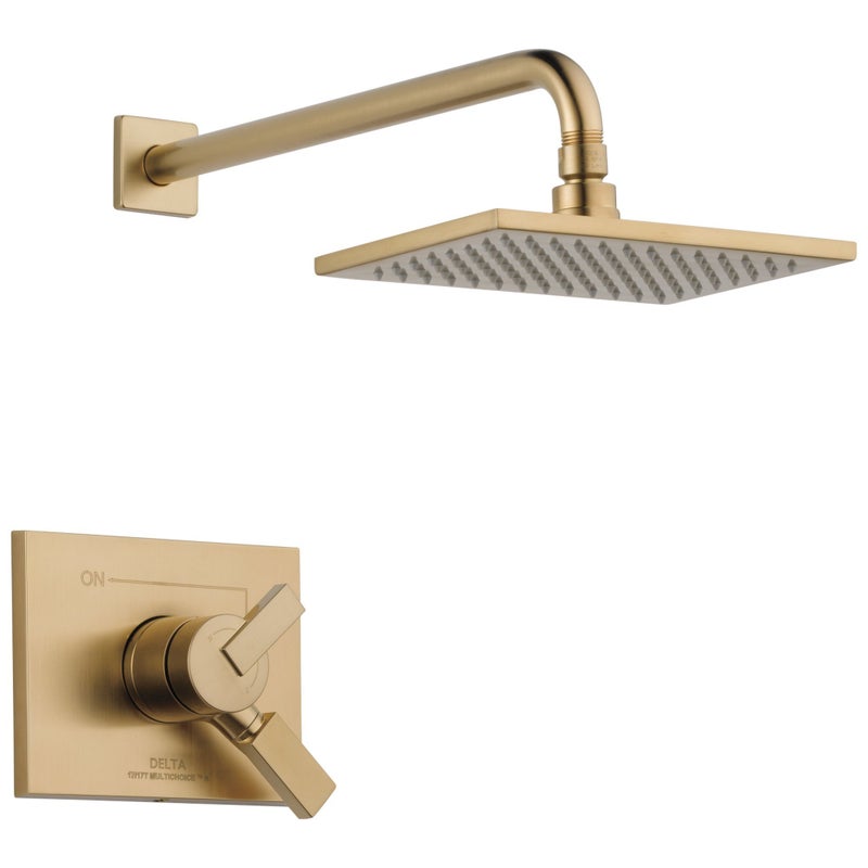 Delta Faucet Vero 17 Series DualFunction Shower Trim Kit with SingleSpray TouchClean Rain Shower Head Champagne Bronze T17253CZ Valve Not Included