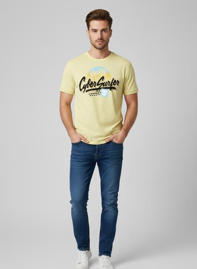 Take Two Transformers Men Yellow Cyber Surfer Graphic T-Shirt - Image 1