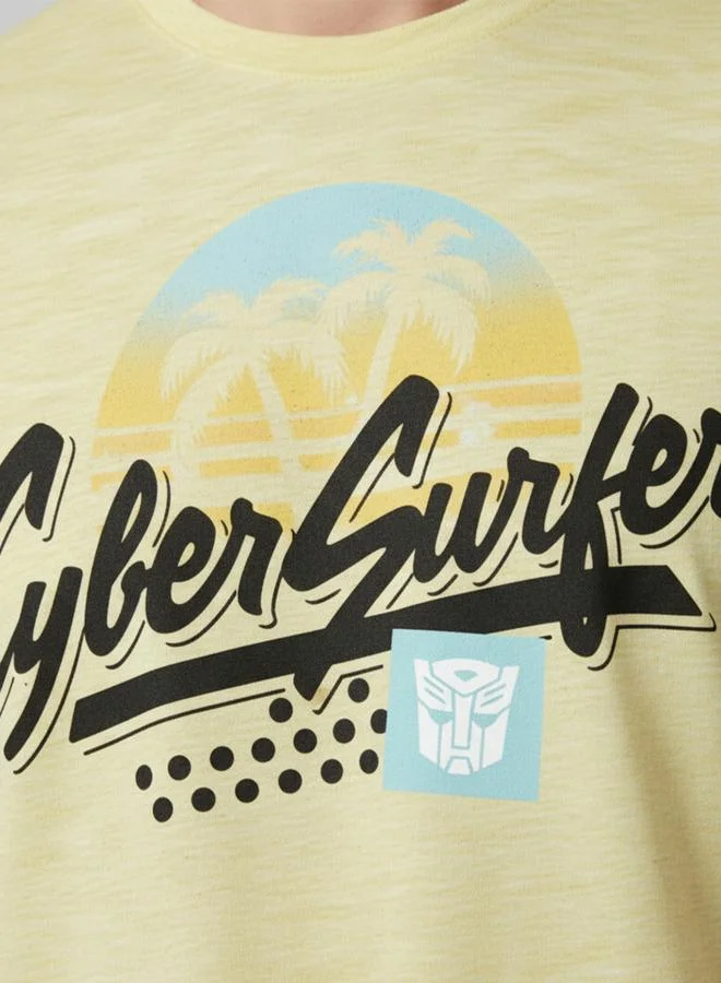Take Two  Transformers Men Yellow Cyber Surfer Graphic T-Shirt for Men | Best Price UAE