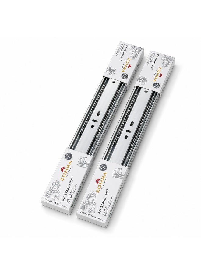 Zohra 2PC Telescopic Drawer Slide 12inch, Heavy Duty Ball Bearing Drawer Runner, Smooth Sliding Rail For Cabinet, Wardrobe, Kitchen And Furniture, Silver - Image 3