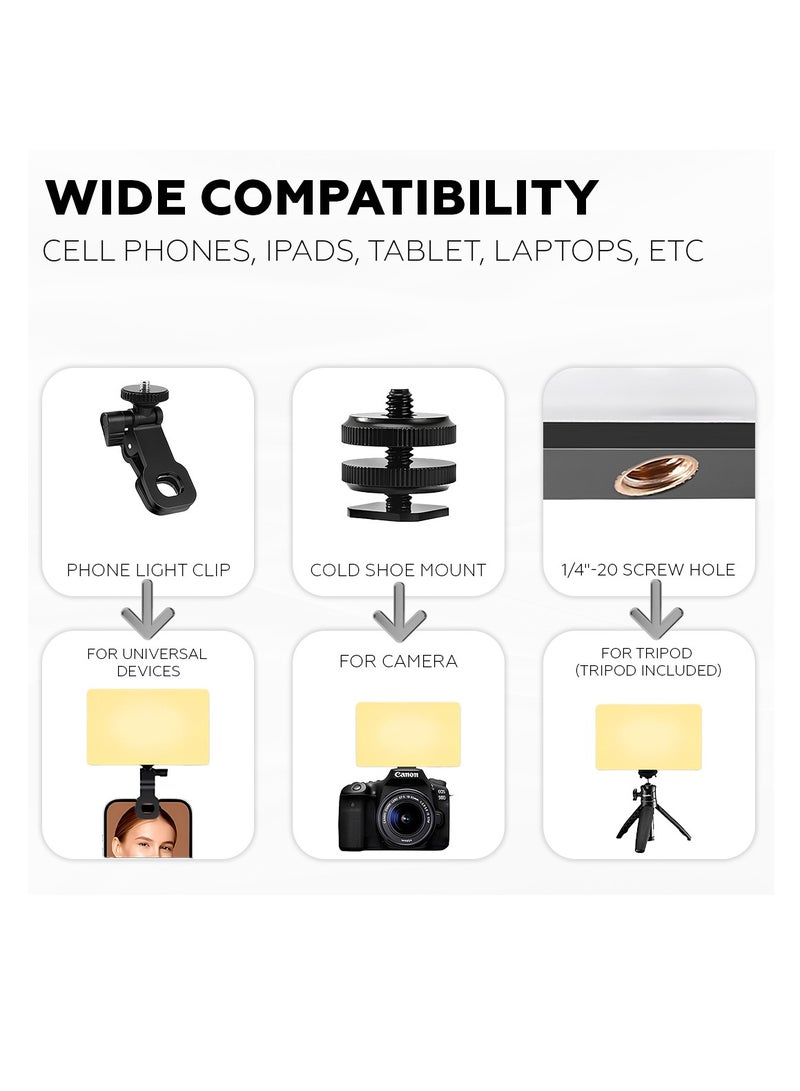 Photography Fill Light 120 LED 3000mAh 6 Color Cards, Selfie Light USB Rechargeable for Photo & Video with Front Back Clip for Phones Laptops Makeup TikTok Stream