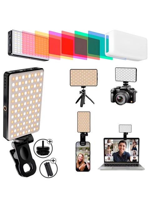 Photography Fill Light 120 LED 3000mAh 6 Color Cards, Selfie Light USB Rechargeable for Photo & Video with Front Back Clip for Phones Laptops Makeup TikTok Stream