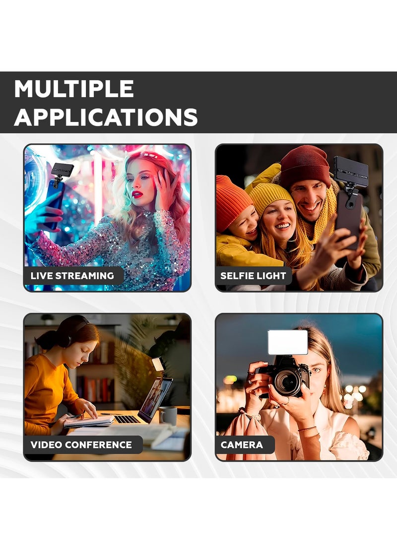 Photography Fill Light 120 LED 3000mAh 6 Color Cards, Selfie Light USB Rechargeable for Photo & Video with Front Back Clip for Phones Laptops Makeup TikTok Stream