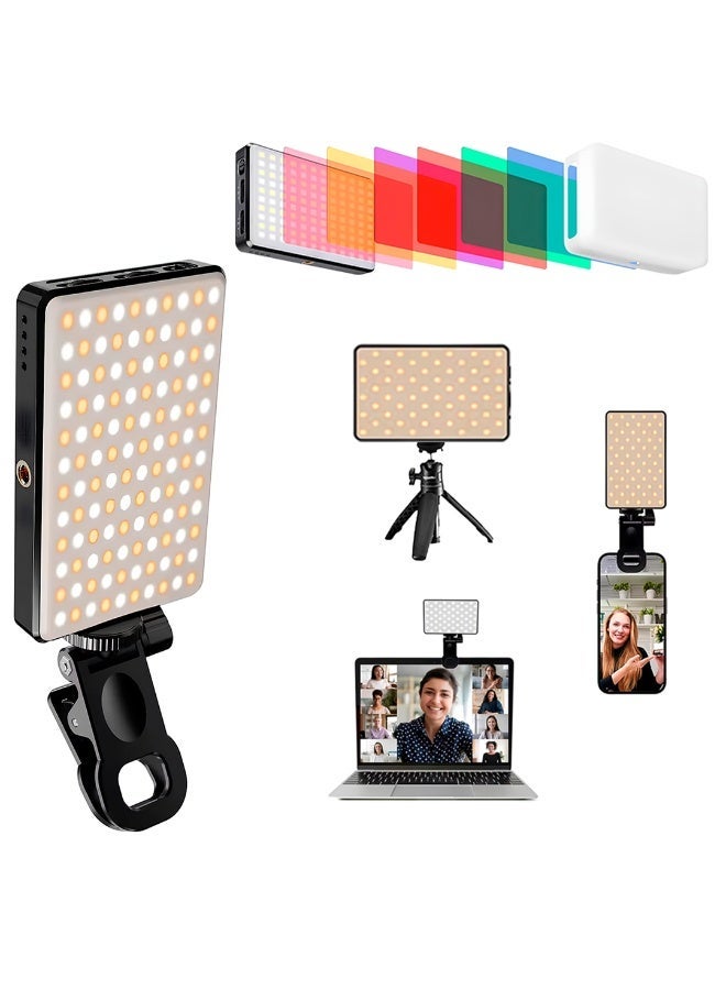 AMROAH Photography Fill Light 120 LED 3000mAh 6 Color Cards, Selfie Light USB Rechargeable for Photo & Video with Front Back Clip for Phones Laptops Makeup TikTok Stream - Image 1