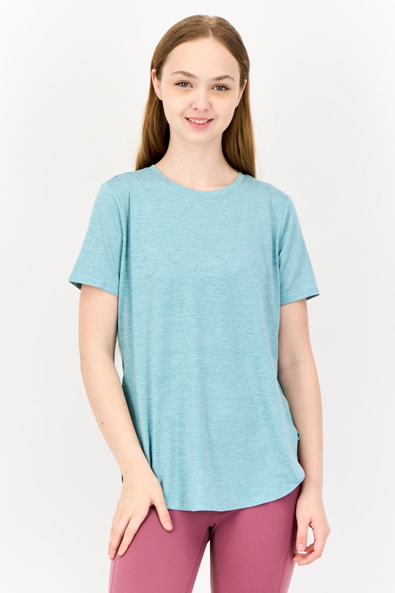 SKECHERS Women Sportswear Fit Short Sleeve Training T-Shirts, Turquoise - Image 1