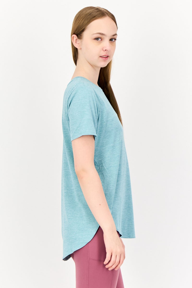 SKECHERS Women Sportswear Fit Short Sleeve Training T-Shirts, Turquoise - Image 2