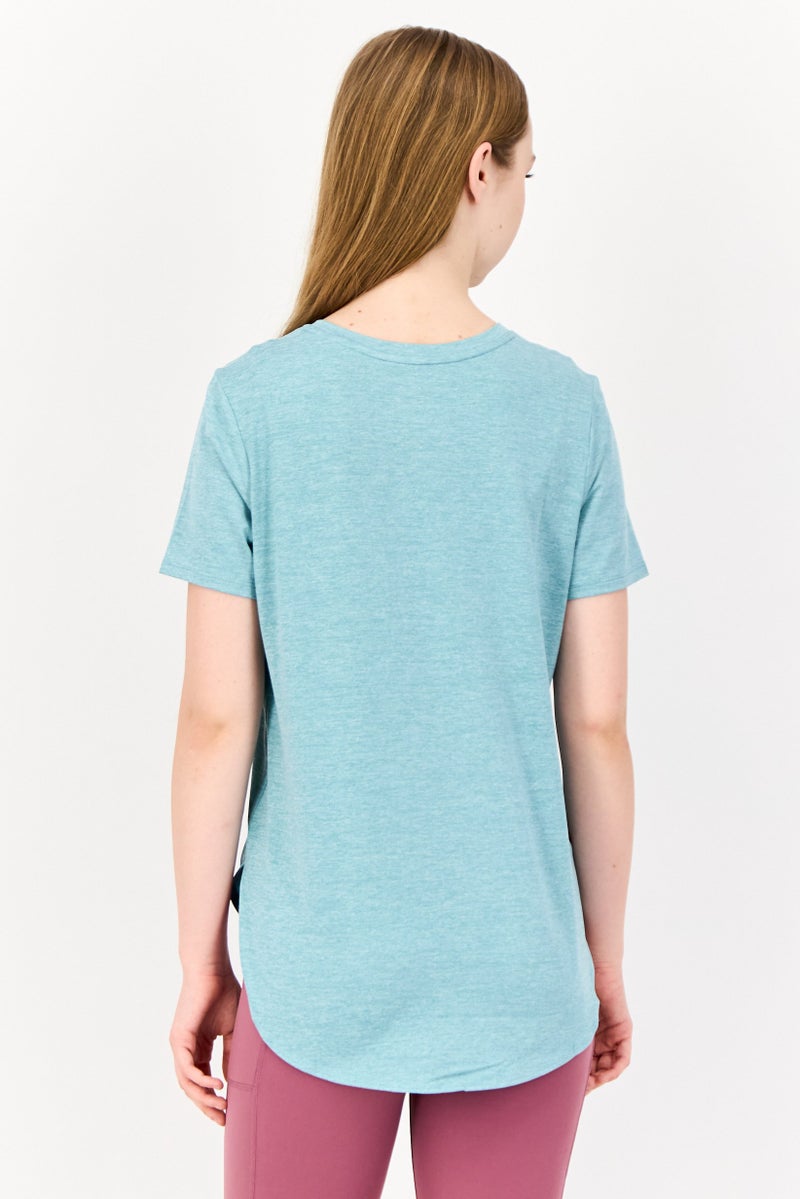SKECHERS Women Sportswear Fit Short Sleeve Training T-Shirts, Turquoise - Image 3