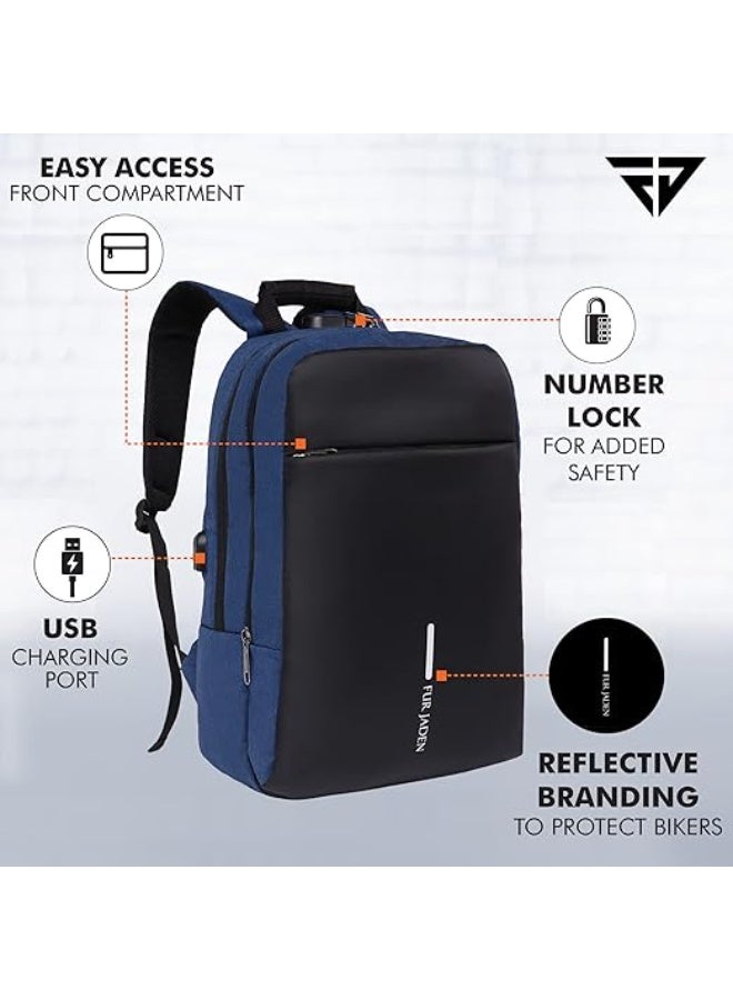 FUR JADEN Anti Theft Number Lock Backpack Bag with 15.6 Inch Laptop Compartment, USB Charging Port & Organizer Pocket for Men Women Boys Girls - Image 2