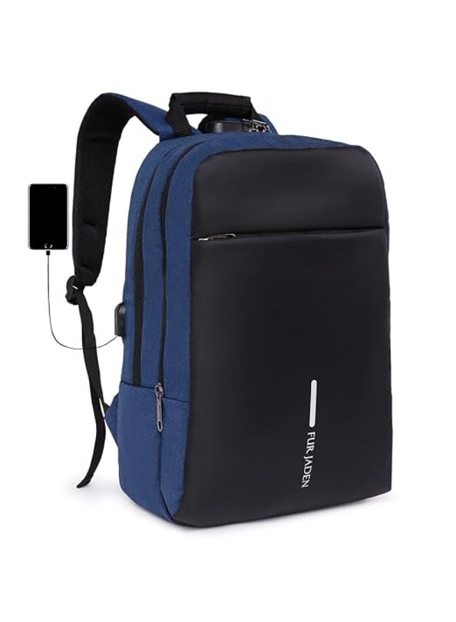 FUR JADEN Anti Theft Number Lock Backpack Bag with 15.6 Inch Laptop Compartment, USB Charging Port & Organizer Pocket for Men Women Boys Girls - Image 1