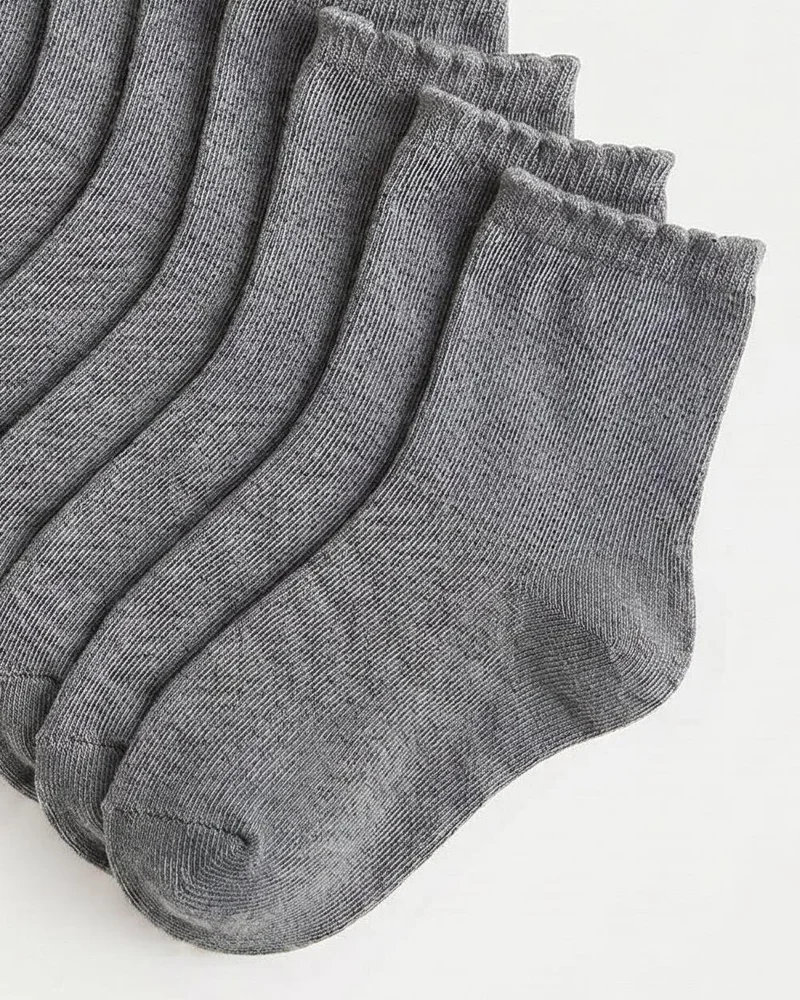 Redtag Girls Grey Ankle Socks Pack 5 Pairs