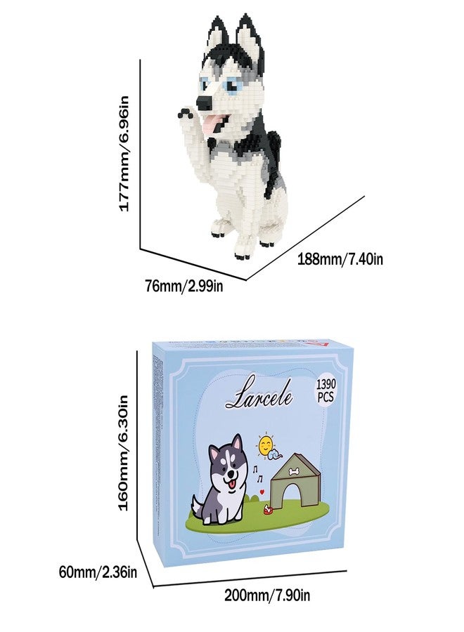 Larcele DIY Micro Dog Building Blocks Toy Bricks Sate for Ages 12 and up, 1390 Pieces KLJM-02 (Sibirian Husky 2) - Image 4