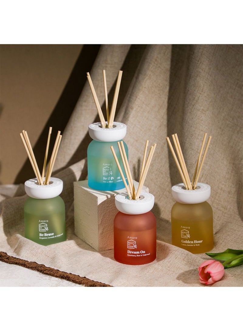 DANUBE HOME Amara Humble Golden Hour Reed Diffuser – Premium Long-Lasting Home Fragrance with Elegant Reed Sticks, Perfect for Living Room, Bedroom, Office & Spa, Enhances Ambiance & Air Freshening 100Ml  D72XH10.7Cm  - Image 2