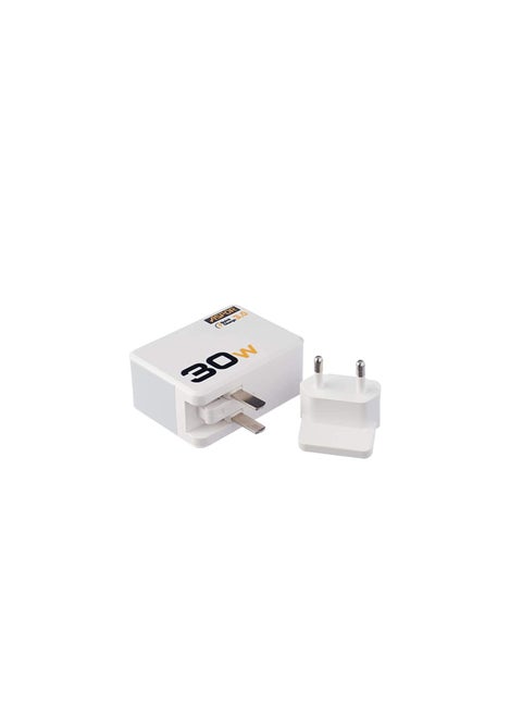 ASPOR A858 Fast Charger QC 3.0 Plus IQ Output EU PIN Plus IPHONE Cable-3 USB - White