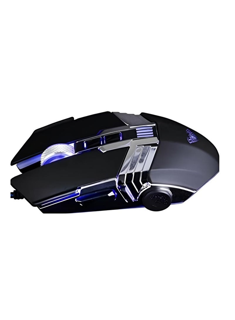 AULA F802 Wired Gaming Mouse - 4-Color Backlight - Customizable Buttons with High DPI Precision - USB Connection - Black - Image 2