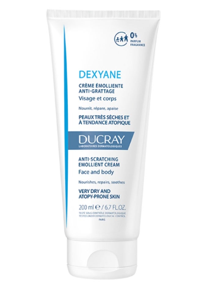Ducray Keracnyl Ducray Dexyane Anti-Scratching Emollient Cream 200ml | Soothing Care for Dry & Itchy Skin - Image 1