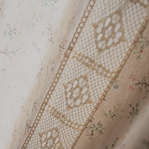 Sutuo Home Boho Curtain Semi-Blackout Crochet Hollow Lace Patchwork with Floral Print Cotton Linen Fabric, Handmade Tassels Rod Pocket Bohemian Window Drapes for Living Bedroom, 59"W x 84"L, 1 Panel - Image 3