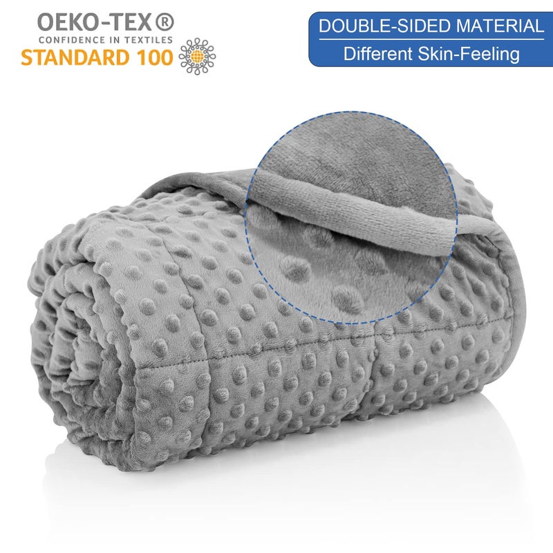 Huloo Sleep بطانية هولو سليب المثقلة للملكة 20 رطل للبالغين (60" × 80"، رمادي) بطانية مريحة وناعمة من مينيكي مثقلة لجميع الفصول، بطانية ثقيلة مع خرز زجاجي فاخر - Image 2
