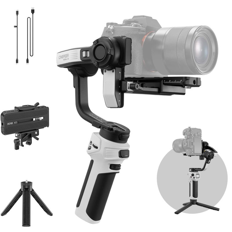 ZHIYUN CINEPEER WEEBILL 3E Mirrorless Gimbal Lightweight Stabilizer, Up to 3kg/6.6lbs Payload, 3-Axis Camera Gimbal for Canon/Sony/Panasonic/Nikon, Bluetooth Shutter Control, Native Vertical Shooting - Image 1