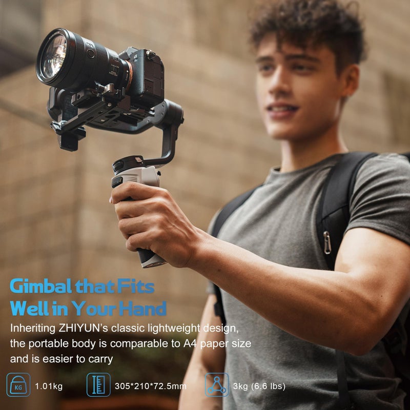 ZHIYUN CINEPEER WEEBILL 3E Mirrorless Gimbal Lightweight Stabilizer, Up to 3kg/6.6lbs Payload, 3-Axis Camera Gimbal for Canon/Sony/Panasonic/Nikon, Bluetooth Shutter Control, Native Vertical Shooting - Image 2