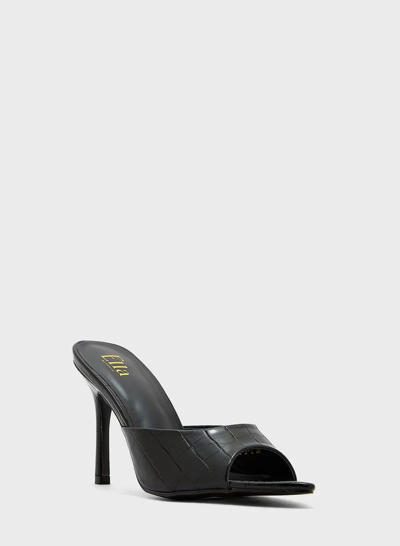 ELLA Rounded Point Croc Effect Mule Sandal