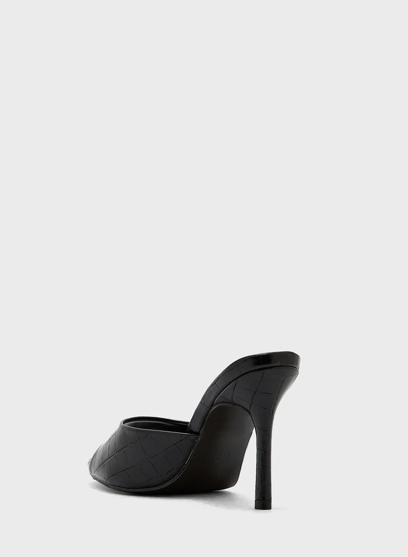 ELLA Rounded Point Croc Effect Mule Sandal