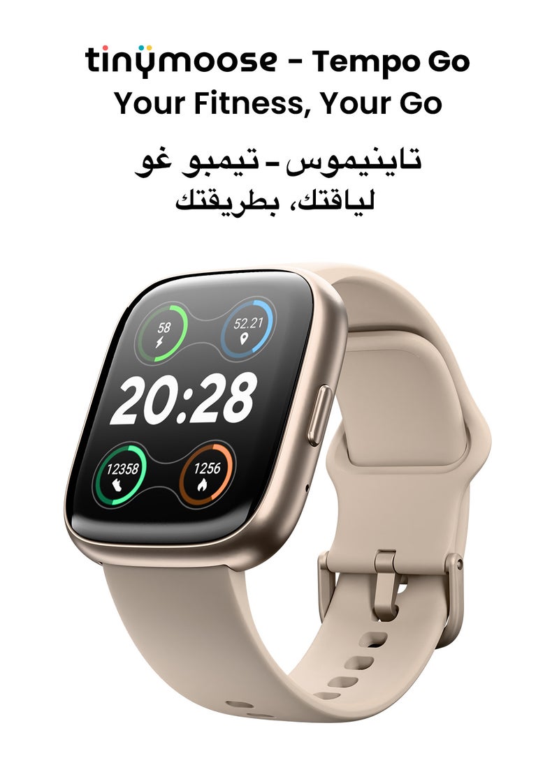 TinyMoose - Tinymoose Tempo Go Smartwatch – Long Battery Life, IP68 Waterproof, 100+ Fitness Modes, SpO2 & Heart Rate Tracking, High-Resolution Display, AI Control, Bluetooth Calling, Fit by Tinymoose App Integration - Pink Mist - Image 1