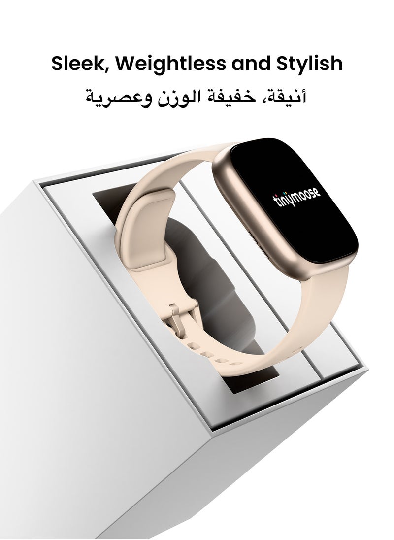 TinyMoose - Tinymoose Tempo Go Smartwatch – Long Battery Life, IP68 Waterproof, 100+ Fitness Modes, SpO2 & Heart Rate Tracking, High-Resolution Display, AI Control, Bluetooth Calling, Fit by Tinymoose App Integration - Pink Mist - Image 1