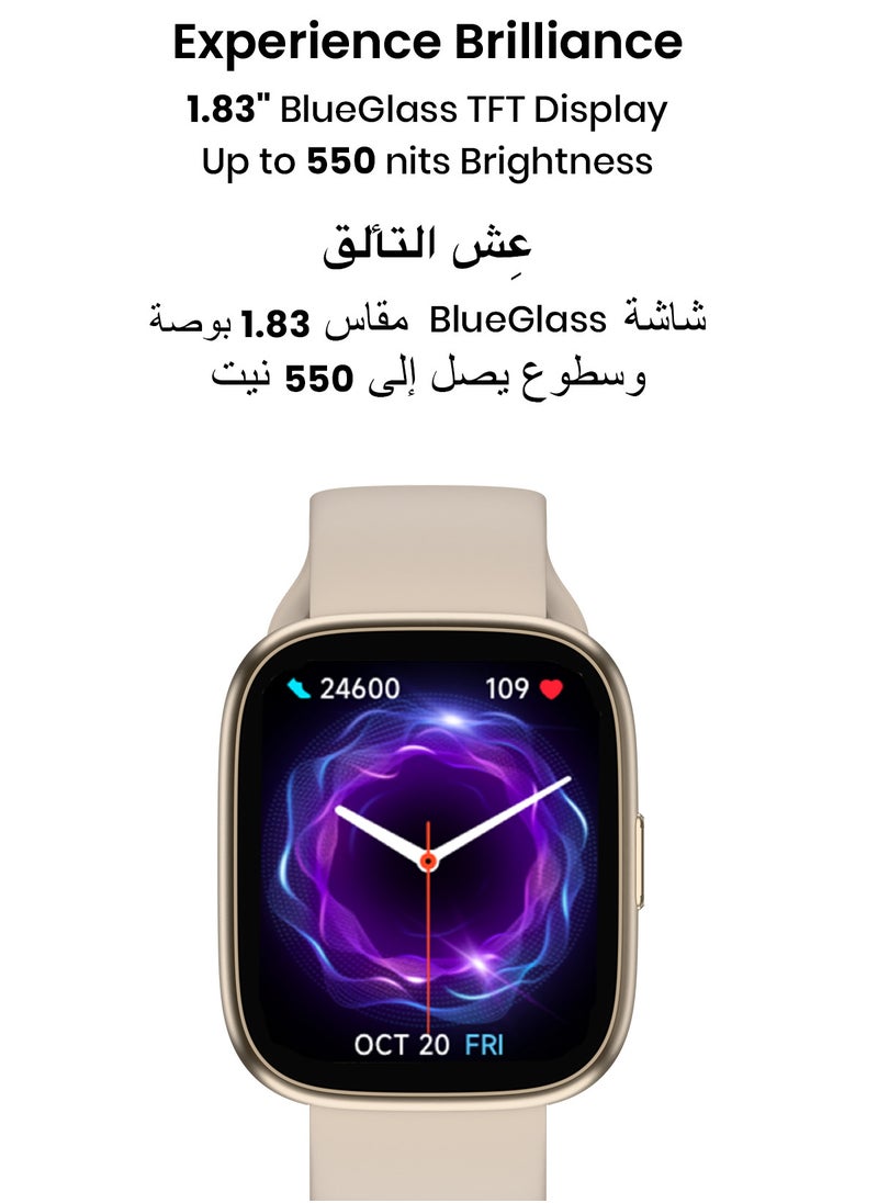 TinyMoose - Tinymoose Tempo Go Smartwatch – Long Battery Life, IP68 Waterproof, 100+ Fitness Modes, SpO2 & Heart Rate Tracking, High-Resolution Display, AI Control, Bluetooth Calling, Fit by Tinymoose App Integration - Pink Mist - Image 1