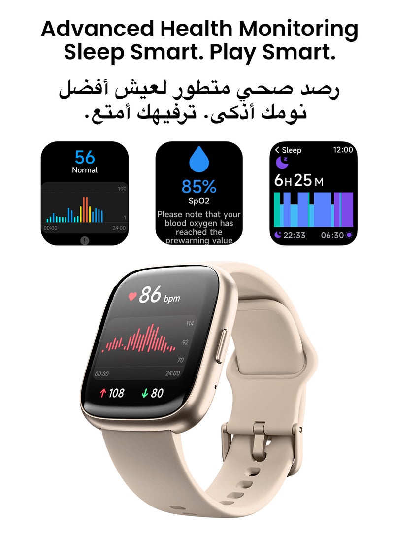 TinyMoose - Tinymoose Tempo Go Smartwatch – Long Battery Life, IP68 Waterproof, 100+ Fitness Modes, SpO2 & Heart Rate Tracking, High-Resolution Display, AI Control, Bluetooth Calling, Fit by Tinymoose App Integration - Pink Mist - Image 1