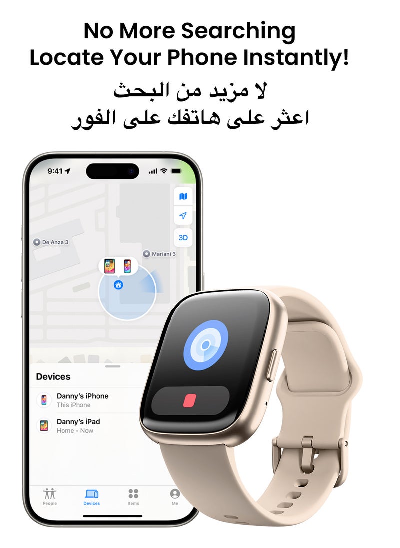 TinyMoose - Tinymoose Tempo Go Smartwatch – Long Battery Life, IP68 Waterproof, 100+ Fitness Modes, SpO2 & Heart Rate Tracking, High-Resolution Display, AI Control, Bluetooth Calling, Fit by Tinymoose App Integration - Pink Mist - Image 1