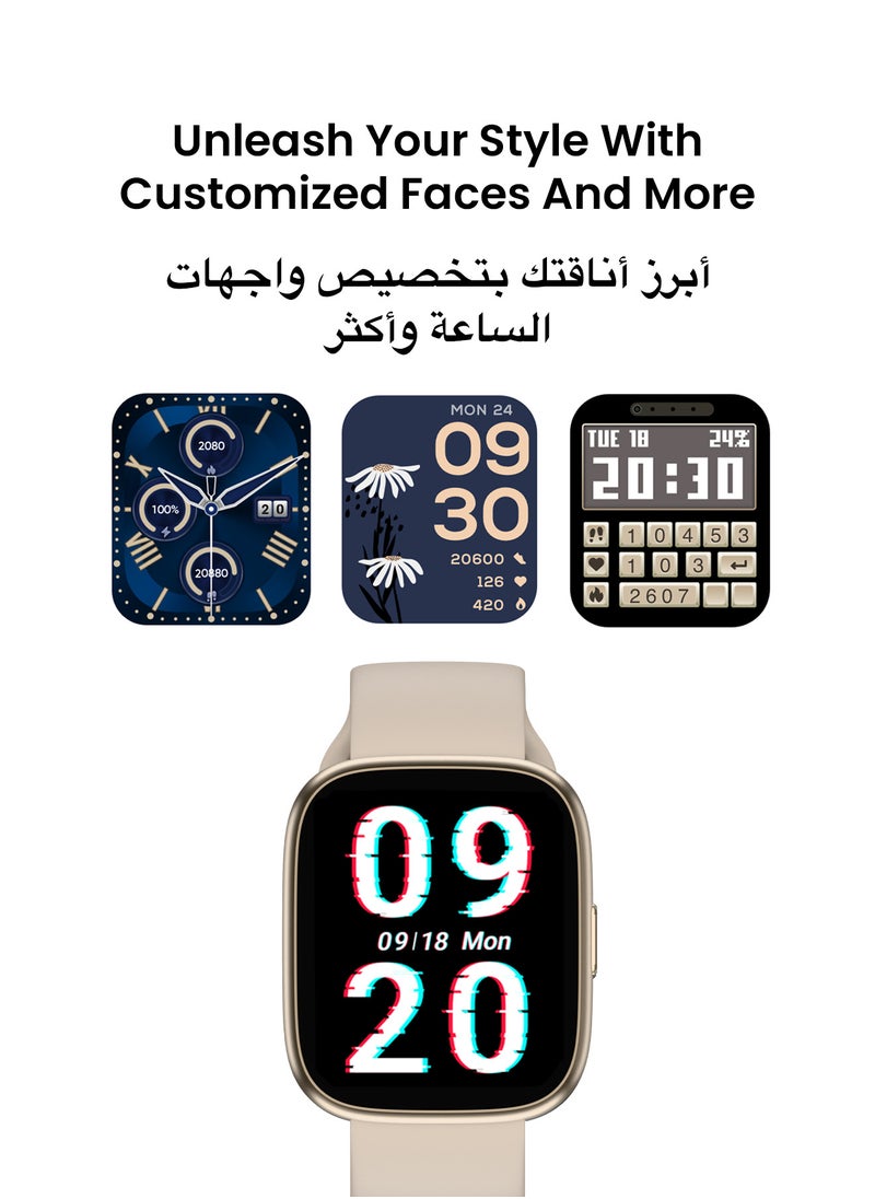 TinyMoose - Tinymoose Tempo Go Smartwatch – Long Battery Life, IP68 Waterproof, 100+ Fitness Modes, SpO2 & Heart Rate Tracking, High-Resolution Display, AI Control, Bluetooth Calling, Fit by Tinymoose App Integration - Pink Mist - Image 1