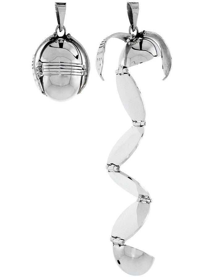 سابرينا سيلفر قلادة فضية استرلينية على شكل كرة لحفظ الصور، تتسع لست صور، مقاس 3/4 بوصة، طول 20 بوصة، BX_24 - Image 1