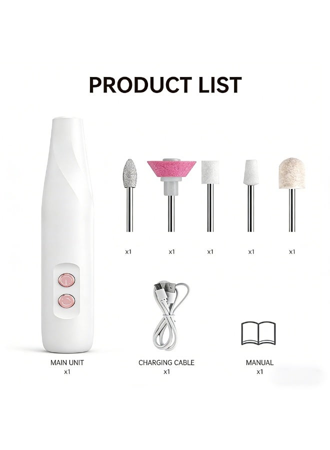 Professional White Nail Drill Machine | Portable & Quiet, 3-Speed Adjustable, All-in-One for Nail Shaping, Buffing, Gel Removal & Polishing - Image 5