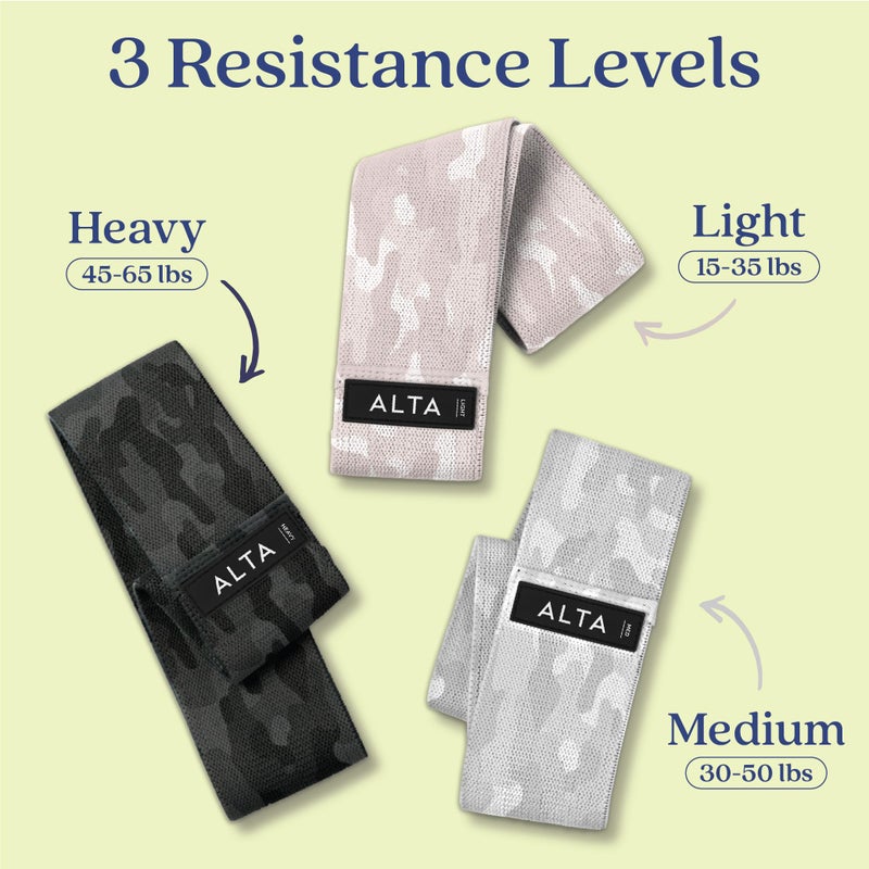 ALTA Booty Bands for Women - Premium Non-Slip Fabric Resistance Bands for Working Out - Cloth Resistance for Legs, Fabric Exercise Leg Straps for Working Out Women, Looped Hip Loop Set - Image 3