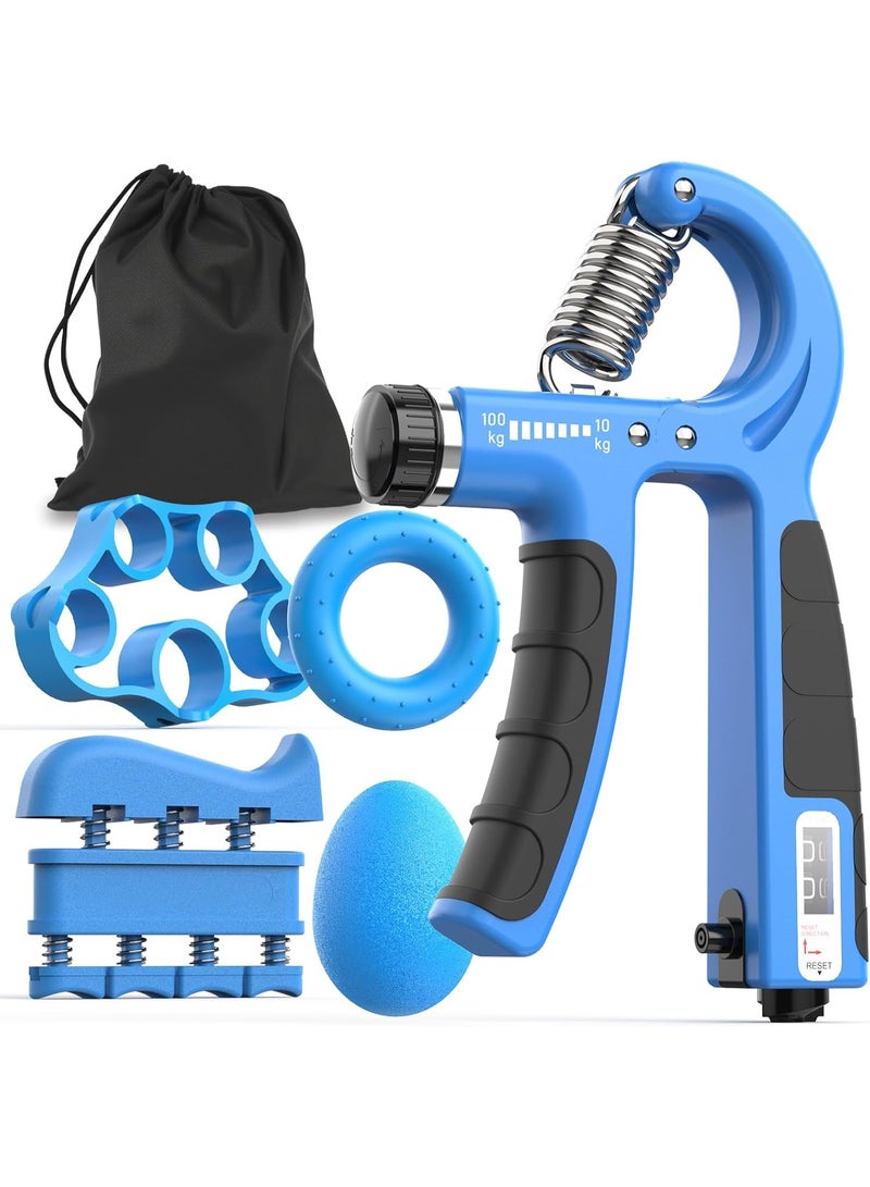 JKSHMYT جيه كيه اس اتش واي تي مجموعة تدريب قوة قبضة اليد (5 قطع)، مقوي الساعد المقاوم القابل للتعديل، مقوي قبضة اليد لبناء العضلات والتعافي من الاصابات للرياضيين - Image 1