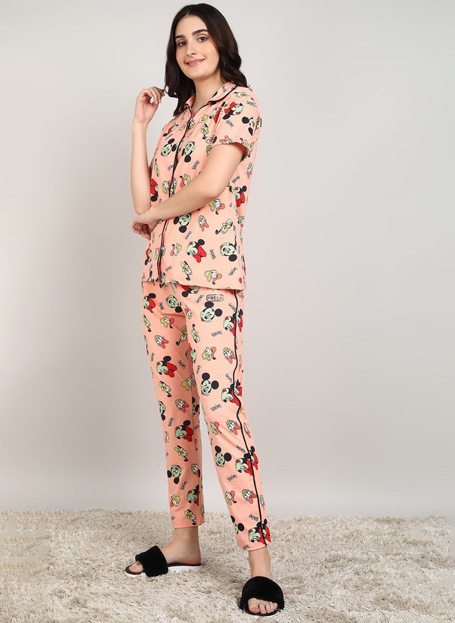 PREEN Women Printed Night Suit with Mickey Mouse Design - Image 5