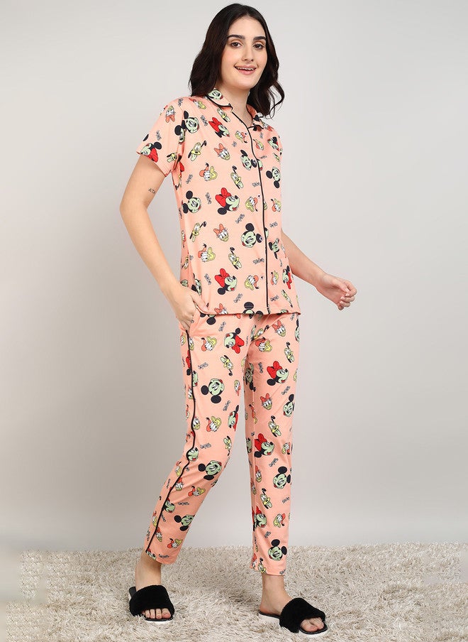 PREEN Women Printed Night Suit with Mickey Mouse Design - Image 4