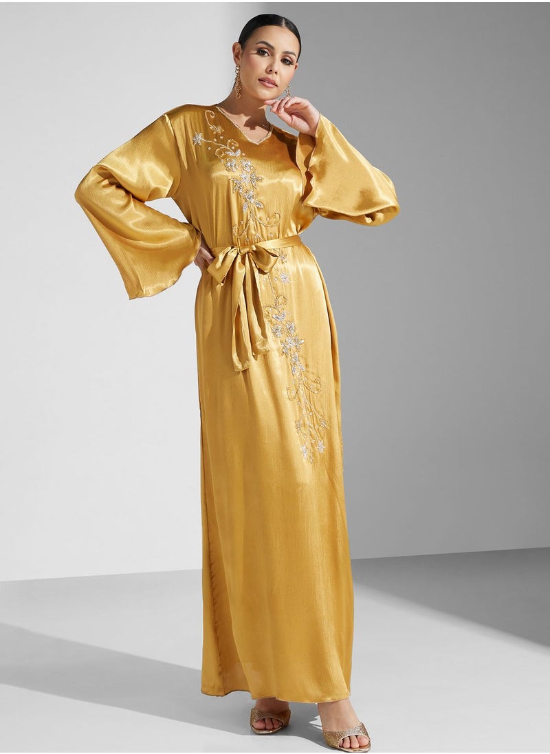 hayas closet - Embellished Belted Jalabiya - Image 1