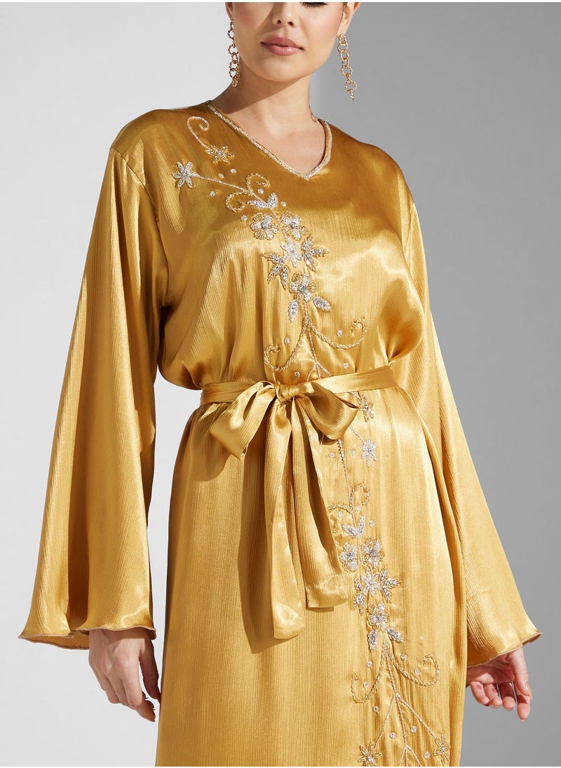 hayas closet - Embellished Belted Jalabiya - Image 1
