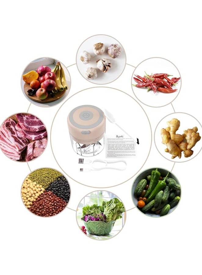 سيارم مفرمة ثوم، مفرمة ثوم كهربائية صغيرة 250 مل، مفرمة طعام مدمجة ببطارية قابلة لإعادة الشحن عبر USB، تستخدم لهرس البصل والثوم والفلفل والمكسرات وما إلى ذلك. تحتوي على أداة اثنين في واحد للملعقة والفرشاة - Image 5