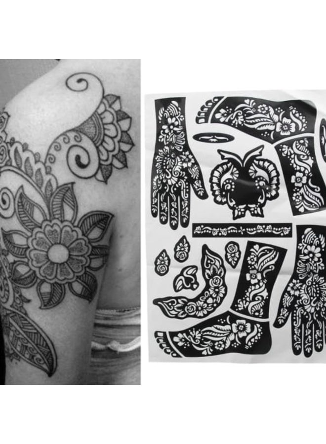 متجر ثيلياستور مجموعة قوالب حناء قابلة لإعادة الاستخدام لليدين والقدمين - قوالب تصميم حناء سهلة للمبتدئين والمحترفين | قوالب فنية للعيد والزفاف والمناسبات - Image 2